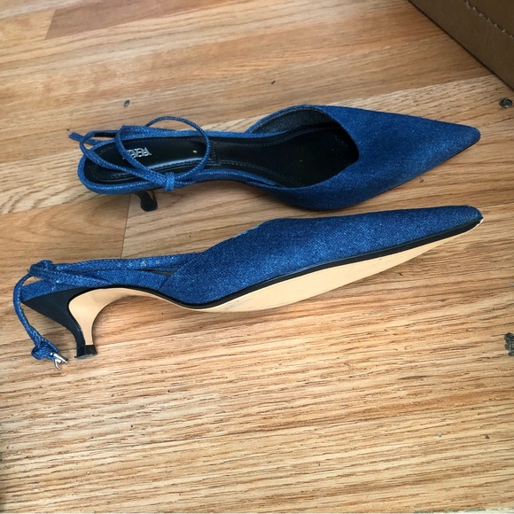 denim kitten heel shoes